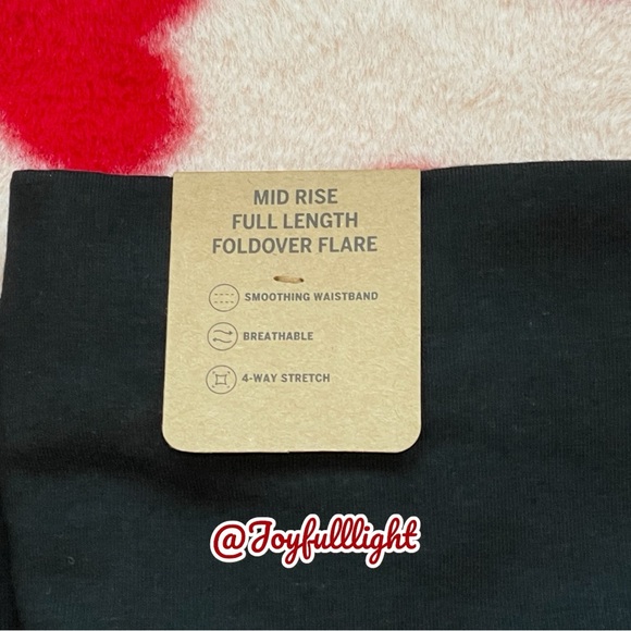 NEW PINK flare BLACK foldover leggings BLING LOGO - Picture 7 of 8